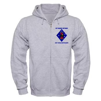 1TB1MD - A01 - 03 - 1st Tank Battalion - 1st Mar Div with Text - Zip Hoodie - Click Image to Close